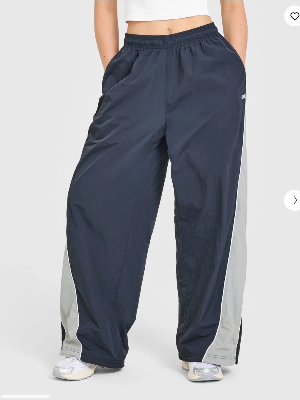 Oner Active Oversized Piped Woven Straight Leg Track Bottoms in True Blue